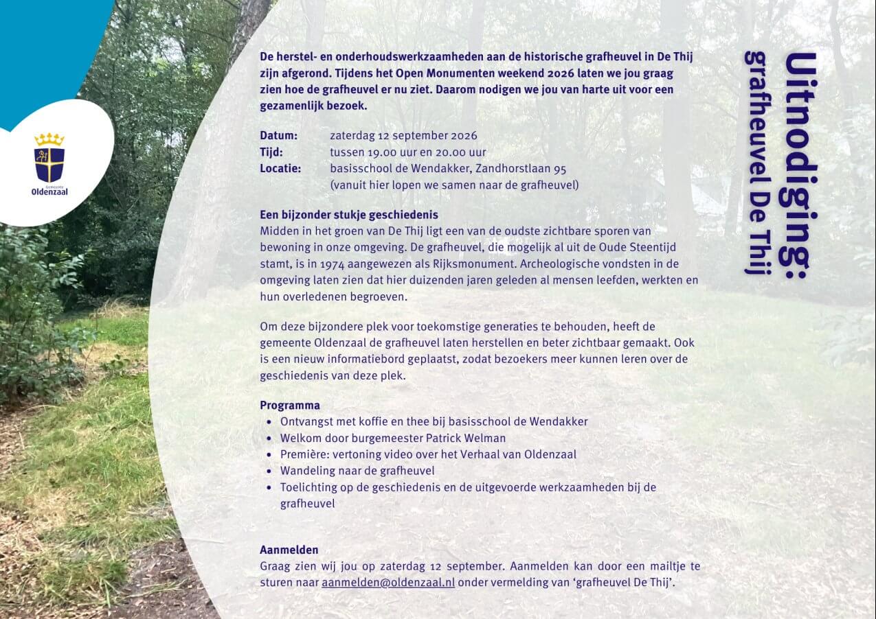 Decoratieve afbeelding met uitnodiging voor bezoek aan grafheuvel